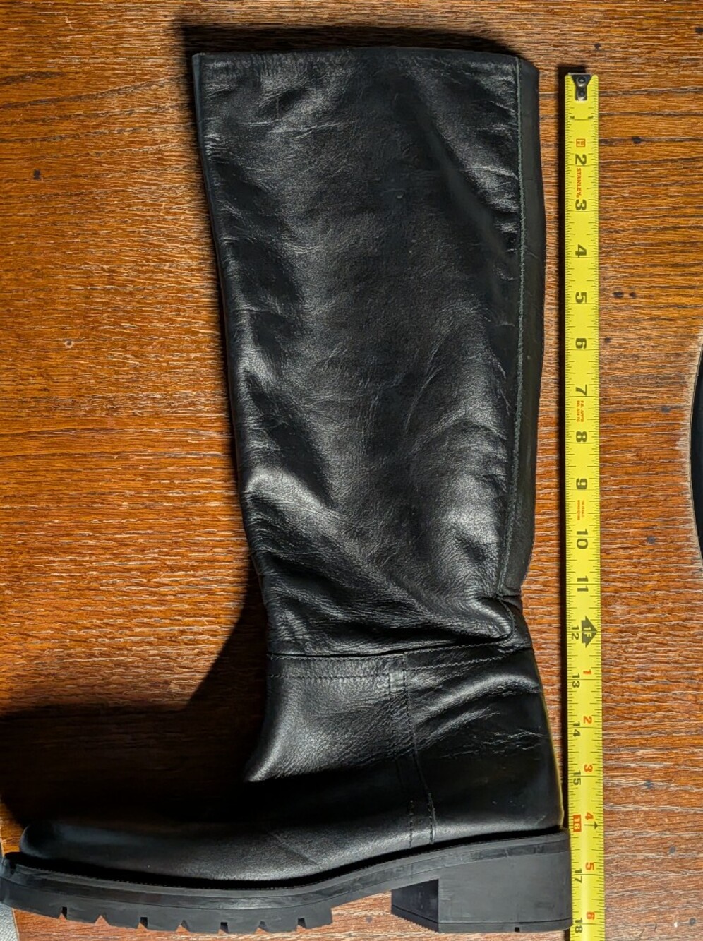 Zara Flat Track Sole Tall Boot EU 39 Black